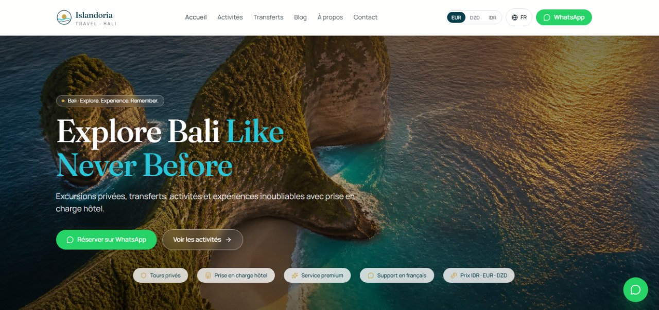 Islandoria Travel website